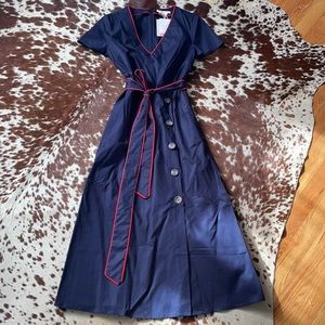 Navy with red piping shirt dress